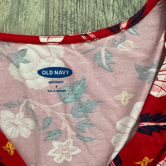 Maternity Red Floral Spring Dress - Picture 2 of 3